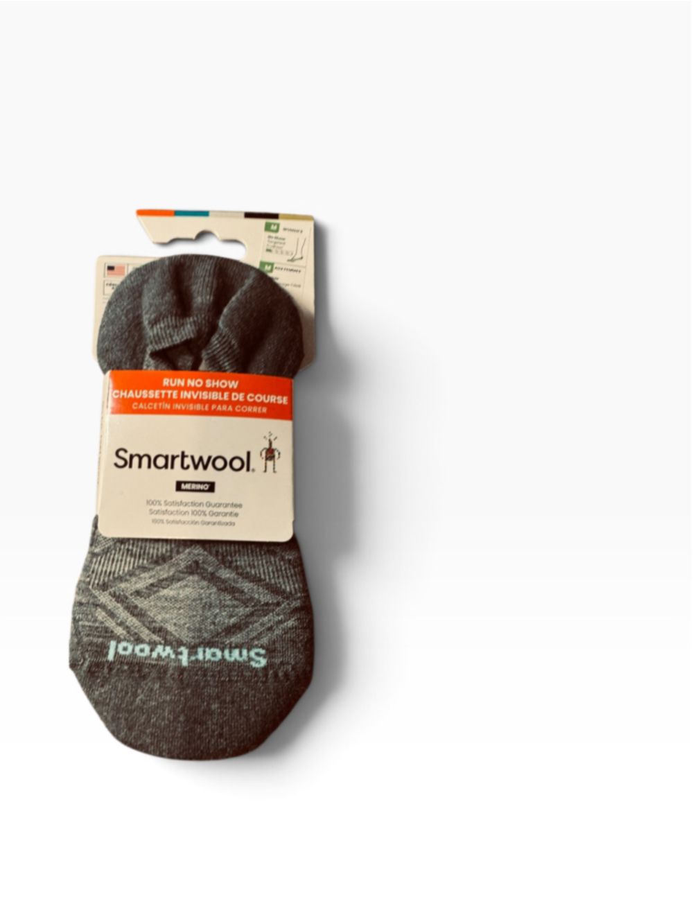 Smartwool Women's Merino Run No Show Socks, Size M, Grey and Blue